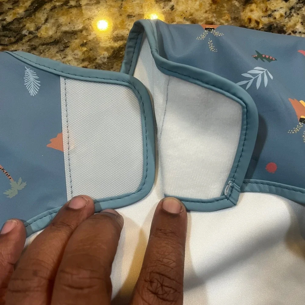 Cloud Island Dinosaur Long Sleeve Bib Smock Blue 6M+ Waterproof Pocket